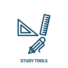 Poster - study tools icon from e learning and education collection. Thin linear study tools, study, equipment outline icon isolated on white background. Line vector study tools sign, symbol for web and mobile