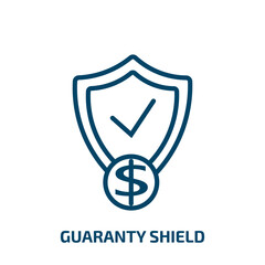 Poster - guaranty shield icon from e commerce and payment collection. Thin linear guaranty shield, shield, guaranty outline icon isolated on white background. Line vector guaranty shield sign, symbol for web