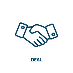 Poster - deal icon from digital economy collection. Thin linear deal, business, team outline icon isolated on white background. Line vector deal sign, symbol for web and mobile