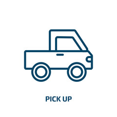 Poster - pick up icon from desert collection. thin linear pick up, pick, up outline icon isolated on white ba