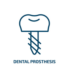 Poster - dental prosthesis icon from dentist collection. Thin linear dental prosthesis, medical, denture outline icon isolated on white background. Line vector dental prosthesis sign, symbol for web and mobile