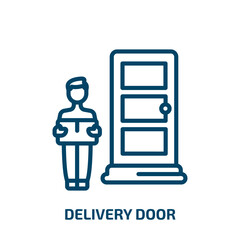 Poster - delivery door icon from delivery and logistic collection. Thin linear delivery door, shipping, delivery outline icon isolated on white background. Line vector delivery door sign, symbol for web and