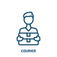 Poster - courier icon from delivery and logistic collection. Thin linear courier, shipping, cargo outline icon isolated on white background. Line vector courier sign, symbol for web and mobile