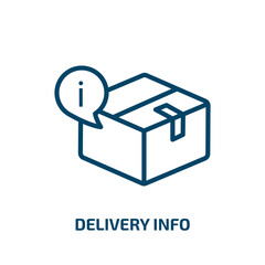 Poster - delivery info icon from delivery and logistic collection. Thin linear delivery info, delivery, box outline icon isolated on white background. Line vector delivery info sign, symbol for web and mobile