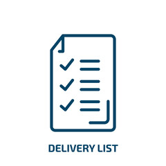 Poster - delivery list icon from delivery and logistic collection. Thin linear delivery list, list, delivery outline icon isolated on white background. Line vector delivery list sign, symbol for web and mobile