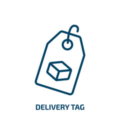 Poster - delivery tag icon from delivery and logistic collection. Thin linear delivery tag, bag, delivery outline icon isolated on white background. Line vector delivery tag sign, symbol for web and mobile