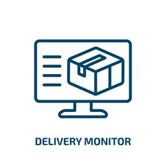 Poster - delivery monitor icon from delivery and logistic collection. Thin linear delivery monitor, monitor, delivery outline icon isolated on white background. Line vector delivery monitor sign, symbol for
