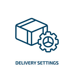 Poster - delivery settings icon from delivery and logistic collection. Thin linear delivery settings, delivery, package outline icon isolated on white background. Line vector delivery settings sign, symbol for