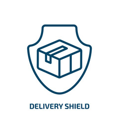 Poster - delivery shield icon from delivery and logistic collection. Thin linear delivery shield, shield, delivery outline icon isolated on white background. Line vector delivery shield sign, symbol for web