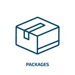 Poster - packages icon from delivery and logistic collection. Thin linear packages, business, bag outline icon isolated on white background. Line vector packages sign, symbol for web and mobile