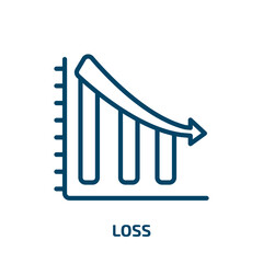 Poster - loss icon from cryptocurrency collection. Thin linear loss, body, fitness outline icon isolated on white background. Line vector loss sign, symbol for web and mobile