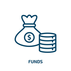 Poster - funds icon from cryptocurrency collection. Thin linear funds, payment, fund outline icon isolated on white background. Line vector funds sign, symbol for web and mobile