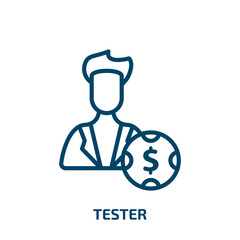 Poster - tester icon from crowdfunding collection. thin linear tester, test, meter outline icon isolated on w