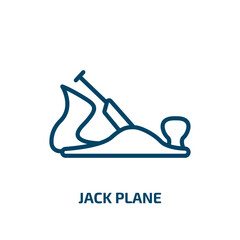 Poster - jack plane icon from construction tools collection. Thin linear jack plane, plane, saw outline icon isolated on white background. Line vector jack plane sign, symbol for web and mobile