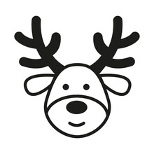 Vector Christmas Logo Design. Black And Whiter Santas Deer Icon