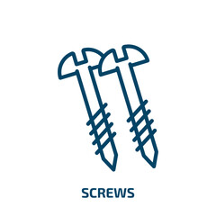 Poster - screws icon from construction tools collection. Thin linear screws, screw, repair outline icon isolated on white background. Line vector screws sign, symbol for web and mobile
