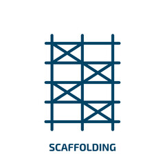 Poster - scaffolding icon from construction and tools collection. Thin linear scaffolding, construction, building outline icon isolated on white background. Line vector scaffolding sign, symbol for web and