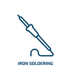 Poster - iron soldering icon from construction and tools collection. Thin linear iron soldering, electric, iron outline icon isolated on white background. Line vector iron soldering sign, symbol for web and