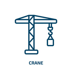 Poster - crane icon from construction collection. thin linear crane, truck, industry outline icon isolated on