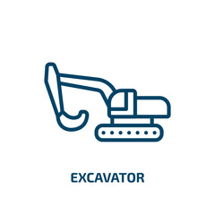 Poster - excavator icon from construction collection. thin linear excavator, truck, crane outline icon isolat