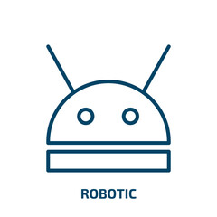 Poster - robotic icon from computer collection. Thin linear robotic, robot, innovation outline icon isolated on white background. Line vector robotic sign, symbol for web and mobile