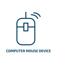 Poster - computer mouse device icon from computer collection. Thin linear computer mouse device, mouse, communication outline icon isolated on white background. Line vector computer mouse device sign, symbol