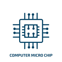 Poster - computer micro chip icon from computer collection. Thin linear computer micro chip, circuit, microchip outline icon isolated on white background. Line vector computer micro chip sign, symbol for web