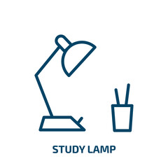 Poster - study lamp icon from computer collection. thin linear study lamp, study, lamp outline icon isolated 