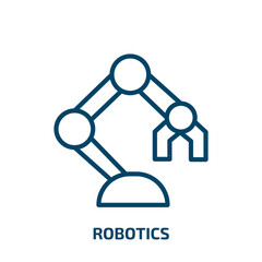 Poster - robotics icon from computer collection. Thin linear robotics, robot, innovation outline icon isolated on white background. Line vector robotics sign, symbol for web and mobile