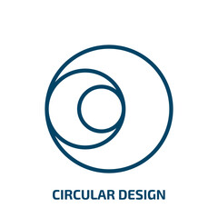 Poster - circular design icon from computer collection. Thin linear circular design, circular, circle outline icon isolated on white background. Line vector circular design sign, symbol for web and mobile