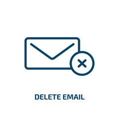 Poster - delete email icon from communications collection. Thin linear delete email, delete, email outline icon isolated on white background. Line vector delete email sign, symbol for web and mobile