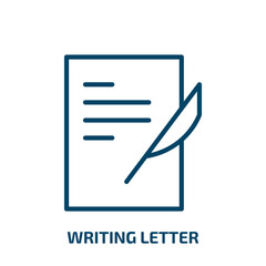 Poster - writing letter icon from communication collection. Thin linear writing letter, write, letter outline icon isolated on white background. Line vector writing letter sign, symbol for web and mobile
