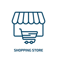 Poster - shopping store icon from commerce collection. Thin linear shopping store, commerce, store outline icon isolated on white background. Line vector shopping store sign, symbol for web and mobile