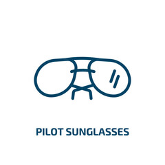 Poster - pilot sunglasses icon from clothes collection. Thin linear pilot sunglasses, glasses, sunglasses outline icon isolated on white background. Line vector pilot sunglasses sign, symbol for web and mobile