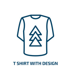 Poster - t shirt with design icon from clothes collection. Thin linear t shirt with design, print, vintage outline icon isolated on white background. Line vector t shirt with design sign, symbol for web and