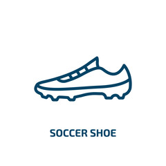 Poster - soccer shoe icon from clothes collection. Thin linear soccer shoe, game, shoe outline icon isolated on white background. Line vector soccer shoe sign, symbol for web and mobile
