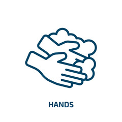 Poster - hands icon from cleaning collection. Thin linear hands, hand, human outline icon isolated on white background. Line vector hands sign, symbol for web and mobile