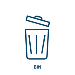 Poster - bin icon from cleaning collection. Thin linear bin, trash, clean outline icon isolated on white background. Line vector bin sign, symbol for web and mobile