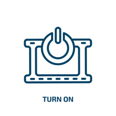Poster - turn on icon from cinema collection. Thin linear turn on, turn, arrow outline icon isolated on white background. Line vector turn on sign, symbol for web and mobile