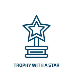 Poster - trophy with a star icon from cinema collection. Thin linear trophy with a star, trophy, award outline icon isolated on white background. Line vector trophy with a star sign, symbol for web and mobile