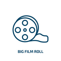Poster - big film roll icon from cinema collection. Thin linear big film roll, big, video outline icon isolated on white background. Line vector big film roll sign, symbol for web and mobile