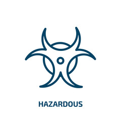 Poster - hazardous icon from chemistry collection. Thin linear hazardous, hazard, risk outline icon isolated on white background. Line vector hazardous sign, symbol for web and mobile