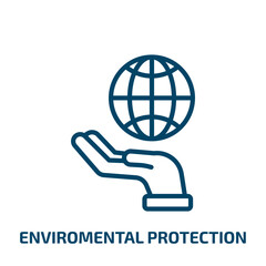 Poster - enviromental protection icon from charity collection. Thin linear enviromental protection, save, eco outline icon isolated on white background. Line vector enviromental protection sign, symbol for web