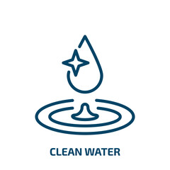 Poster - clean water icon from charity collection. Thin linear clean water, clean, water outline icon isolated on white background. Line vector clean water sign, symbol for web and mobile