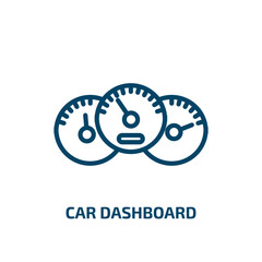 Poster - car dashboard icon from car parts collection. Thin linear car dashboard, dashboard, speedometer outline icon isolated on white background. Line vector car dashboard sign, symbol for web and mobile