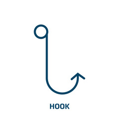 Poster - hook icon from camping collection. Thin linear hook, shop, industry outline icon isolated on white background. Line vector hook sign, symbol for web and mobile