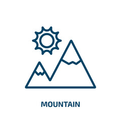 Poster - mountain icon from camping collection. Thin linear mountain, travel, tourism outline icon isolated on white background. Line vector mountain sign, symbol for web and mobile