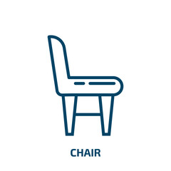 Poster - chair icon from camping collection. Thin linear chair, armchair, seat outline icon isolated on white background. Line vector chair sign, symbol for web and mobile