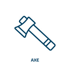 Poster - axe icon from camping collection. Thin linear axe, blade, weapon outline icon isolated on white background. Line vector axe sign, symbol for web and mobile