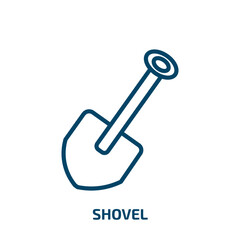 Poster - shovel icon from camping collection. Thin linear shovel, equipment, garden outline icon isolated on white background. Line vector shovel sign, symbol for web and mobile